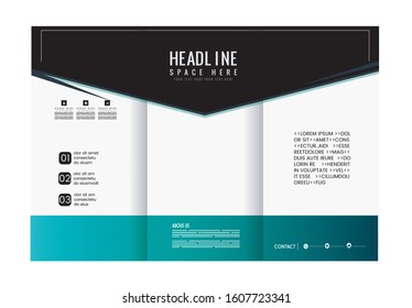 Tri-fold brochure template design with blue color
