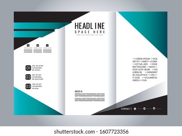 Tri-fold brochure template design with blue color
