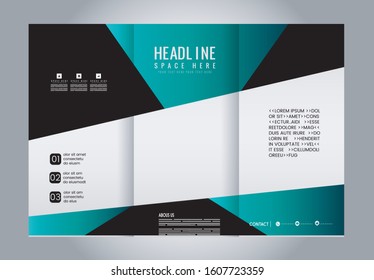 Tri-fold brochure template design with blue color
