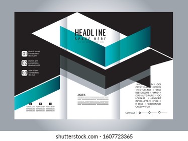 Tri-fold brochure template design with blue color
