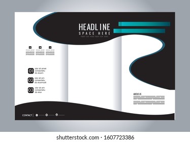 Tri-fold brochure template design with blue color
