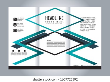 Tri-fold brochure template design with blue color
