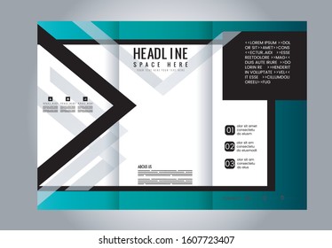 Tri-fold brochure template design with blue color
