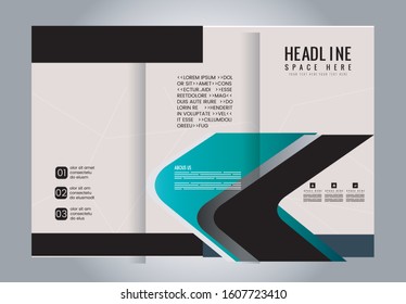 Tri-fold brochure template design with blue color
