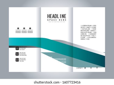 Tri-fold brochure template design with blue color
