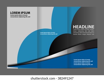 Tri-fold brochure template design with blue color
