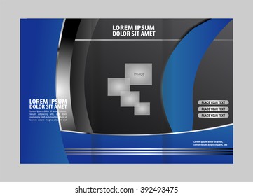 Tri-fold brochure template design with blue color
