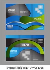 Tri-fold brochure template design with blue color
