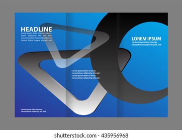 Tri-fold brochure template design with blue color

