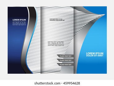 Tri-fold brochure template design with blue color
