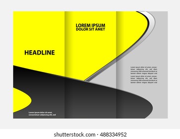 Tri-fold brochure template design with blue color
