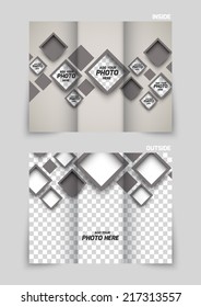 Tri-fold brochure template design with brown squares