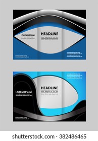 Tri-fold brochure template design, business leaflet, booklet wave
