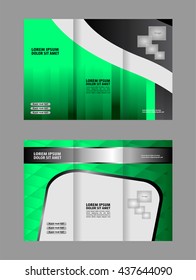 Tri-fold brochure template design, business leaflet, booklet wave
