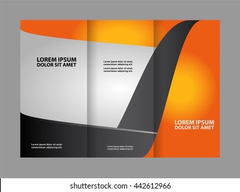Tri-fold brochure template design, business leaflet, booklet wave
