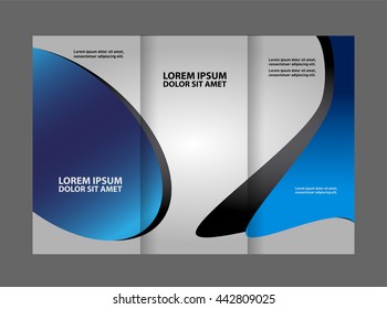 Tri-fold brochure template design, business leaflet, booklet wave
