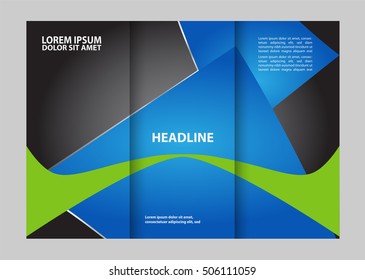 Tri-fold brochure template design, business leaflet, booklet wave
