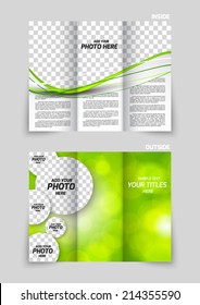 Tri-fold brochure template design with circles in green color