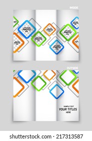 Tri-fold brochure template design with colorful squares