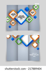 Tri-fold brochure template design with colorful squares