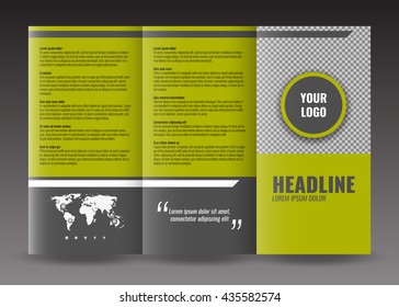 Trifold brochure template design. Corporate booklet. Stock vector.