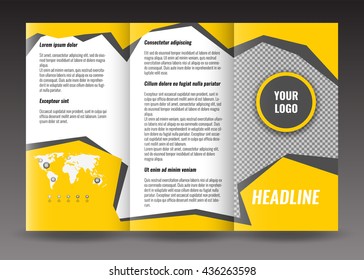 Trifold brochure template design. Corporate booklet. Stock vector.
