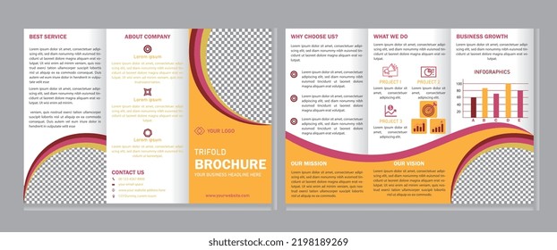 trifold brochure template design with creative style and minimalist layout concept.