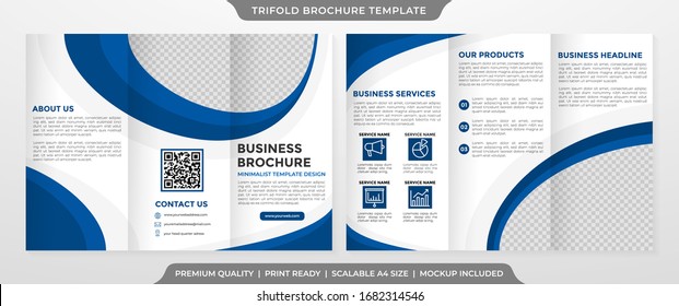 trifold brochure template design with minimalist concept use for promotion kit and business profile