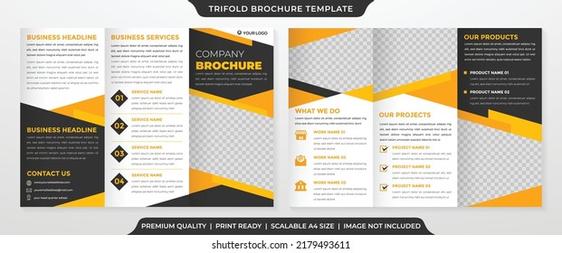trifold brochure template design with modern style and minimalist layout concept