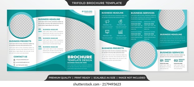 trifold brochure template design with modern style and minimalist layout concept