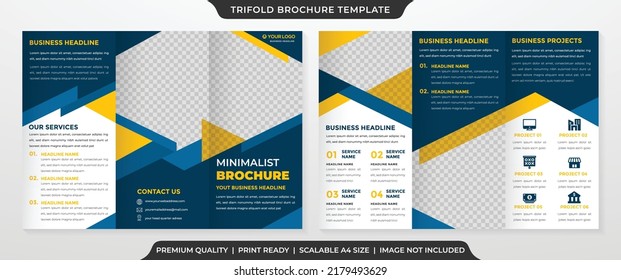 trifold brochure template design with modern style and minimalist layout concept