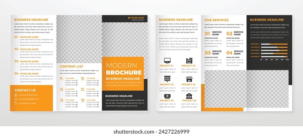 trifold brochure template design with modern style and minimalist layout concept