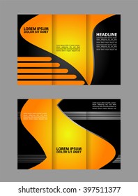 Tri-fold brochure template design with orange color
