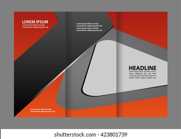 Tri-fold brochure template design with orange color
