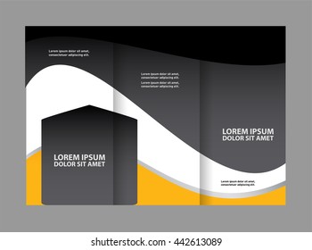 Tri-fold brochure template design with orange color
