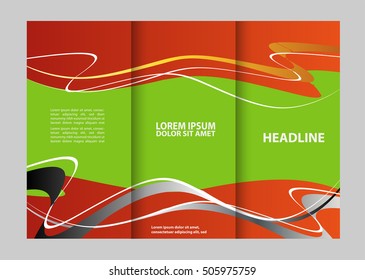 Tri-fold brochure template design with orange color
