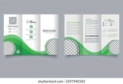 Trifold Brochure Template. Template. Flyer for eco-companies. Business Corporate Design