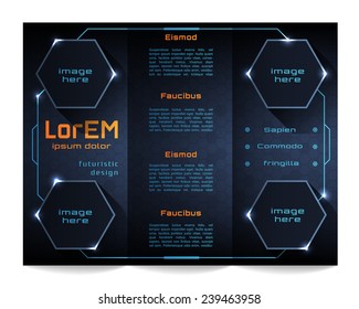 Tri-fold brochure template, Futuristic HUD