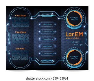 Tri-fold brochure template, Futuristic HUD