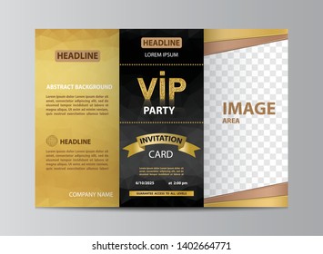 Tri-fold brochure template invitation for VIP party in size A4.
