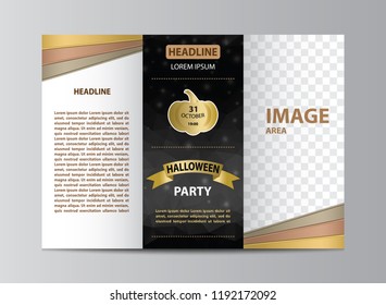 Tri-fold brochure template layout for Halloween party in size A4.