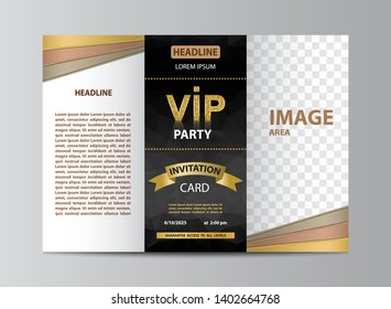 Tri-fold brochure template layout invitation for VIP party in size A4.