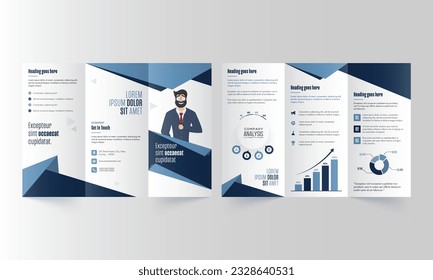 Tri-Fold Brochure Template, Leaflet Design with Double-Side Preview for Business Corporate.