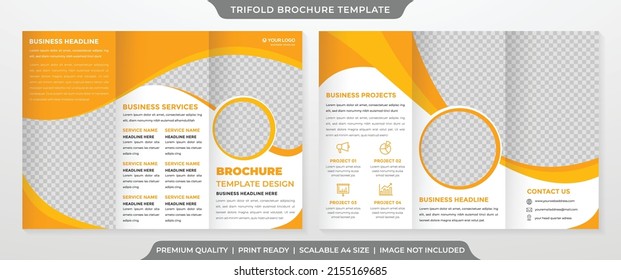 trifold brochure template with modern concept and minimalist layout use for business profile and product catalog