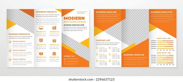 plantilla de folletos triplios con concepto moderno