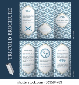 Tri-fold brochure template with nautical pattern