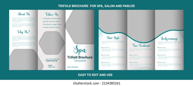 Trifold Brochure Template For Spa, Salon And Beauty Parlor.