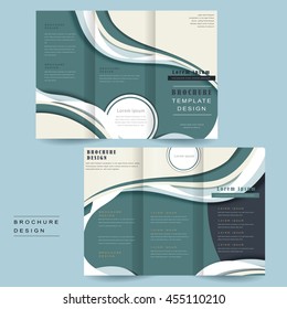 tri-fold brochure template with streamline design in blue and white