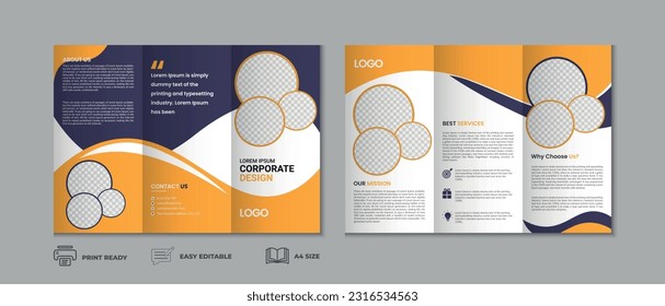 Plantilla de folletos triple, portada triple, diseño de fondo de folletos triple con maquillaje