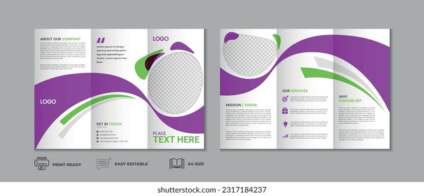 Plantilla de folletos triple, portada triple, diseño de fondo de folletos triple con maquillaje